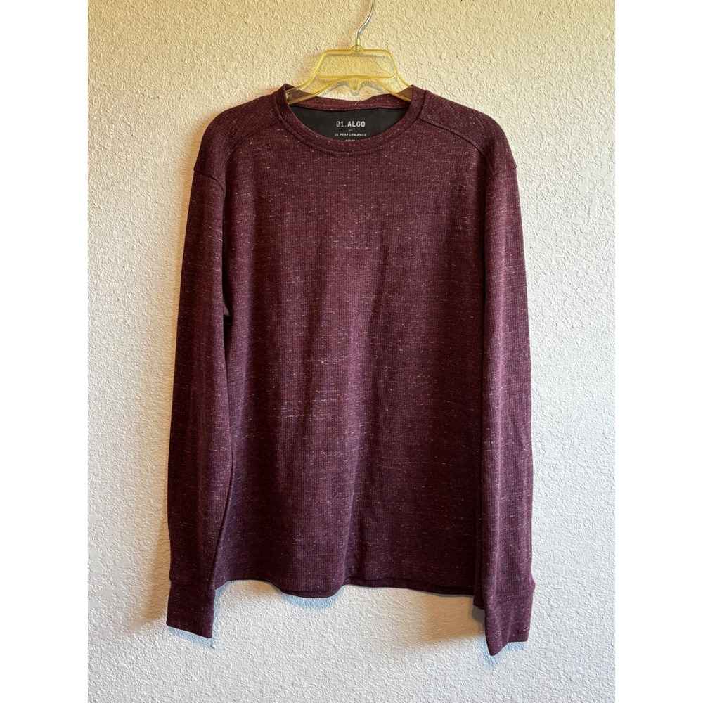 01.Algo Denver Performance Thermal Crew Neck Long Sleeve Shirt Burgundy L NEW